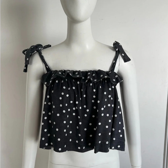 DL1961 Polka Dot Tie Halter Cropped Top Size M Like new - Picture 3 of 8